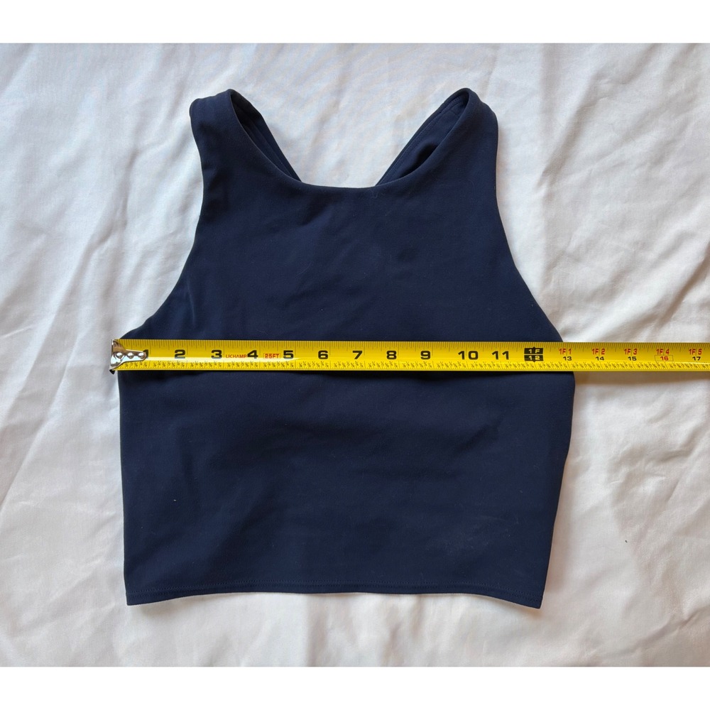 Athleta Conscious Crop Tank Top Navy Blue High Neck Sports Bra 448584-02 Size M - Picture 3 of 5